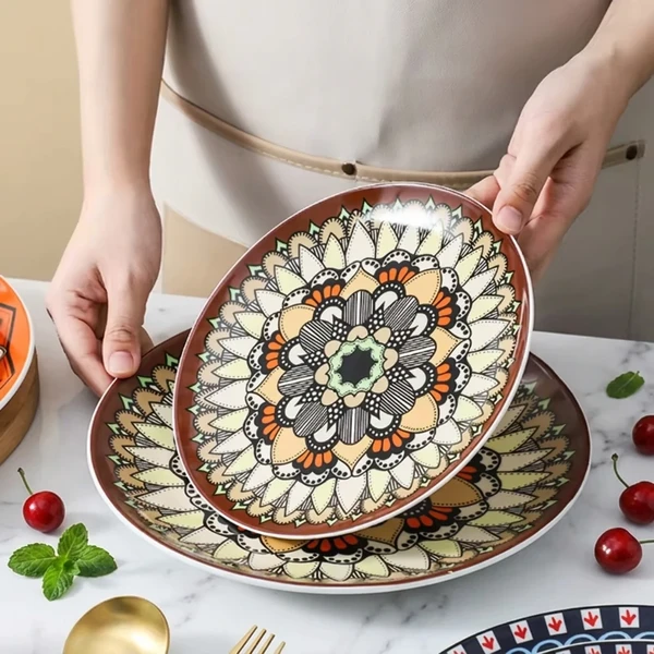 Đĩa có kích thước lớn{0}}với thiết kế in ấn đầy màu sắc