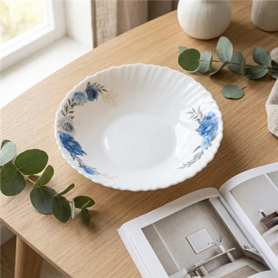 Rose Floral Opal Glass Dinner Plate